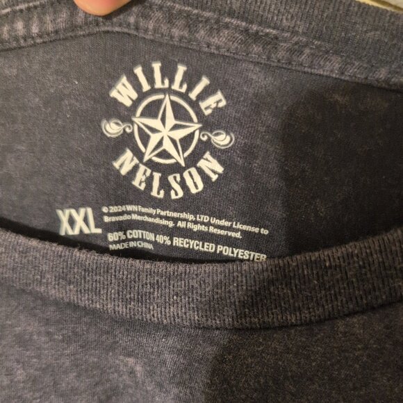 Men's Short Sleeve Vintage Look Band Tee Black Wash XXL Willie Nelson - Picture 3 of 6